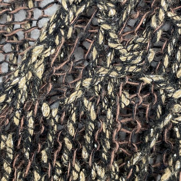 EILEEN FISHER Sweater XS Wrapped Sparkle Pullover Short Sleeve Brown Gold - Picture 8 of 14